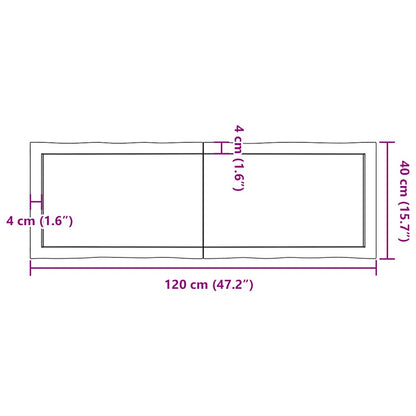 Live Edge Solid Wood Table Top, Light Brown, 120x40x(2-4)cm