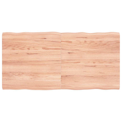 Live Edge Solid Wood Table Top, Light Brown, 120x60cm, Treated Finish