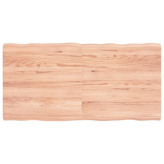 Live Edge Solid Wood Table Top, Light Brown, 120x60cm, Treated Finish
