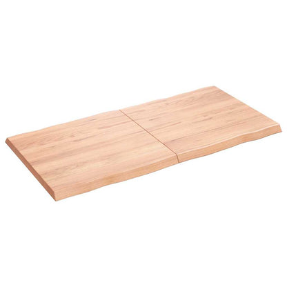 Live Edge Solid Wood Table Top, Light Brown, 120x60cm, Treated Finish