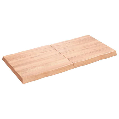 Live Edge Solid Wood Table Top, Light Brown, 120x60x2-6cm