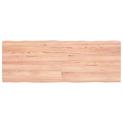 Solid Wood Live Edge Table Top, Light Brown 140x50cm, Treated