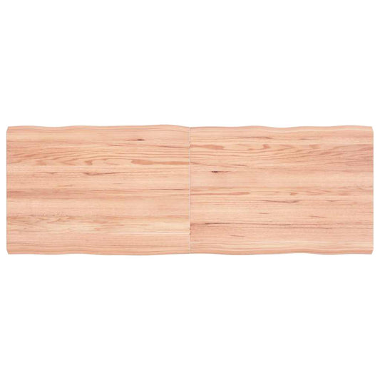 Solid Wood Live Edge Table Top, Light Brown 140x50cm, Treated