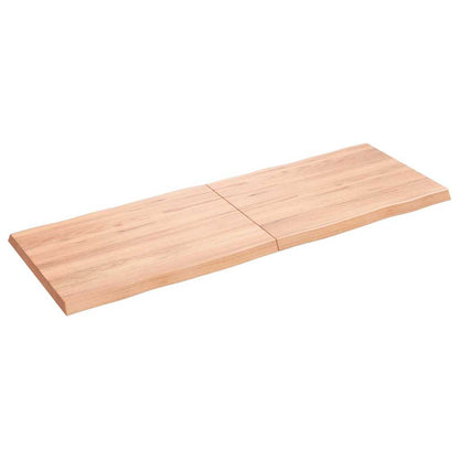 Solid Wood Live Edge Table Top, Light Brown 140x50cm, Treated