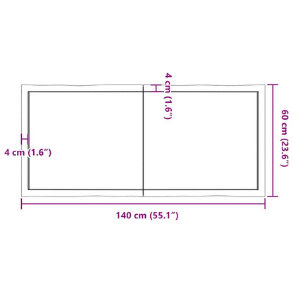 Live Edge Light Brown Table Top - Solid Wood 140x60cm