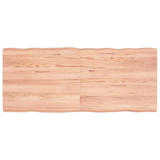 Live Edge Solid Wood Table Top, Light Brown, 140x60cm, Treated