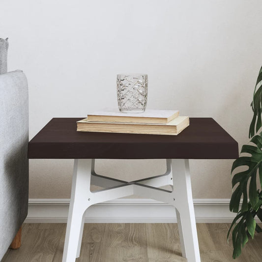 Live Edge Solid Wood Table Top, Dark Brown, 40x40x(2-4) cm