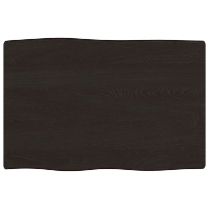 Oak Live Edge Solid Wood Table Top - Dark Brown 60x40x2 cm