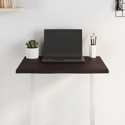 Oak Live Edge Solid Wood Table Top - Dark Brown 60x40x2 cm
