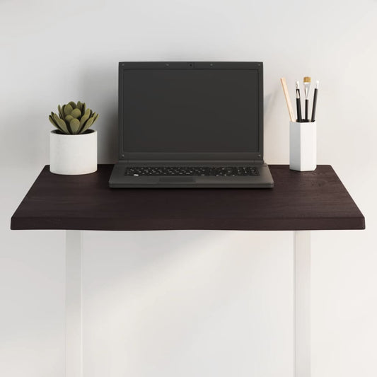 Oak Live Edge Solid Wood Table Top - Dark Brown 60x40x2 cm