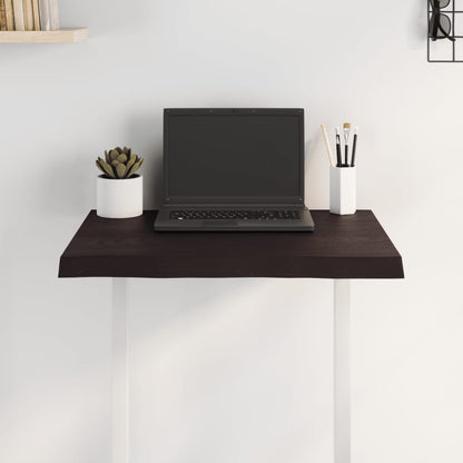 Live Edge Dark Brown Solid Wood Table Top 60x40x2-4 cm