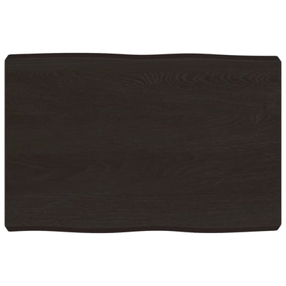 Solid Wood Live Edge Table Top, Dark Brown, 60x40x(2-6) cm
