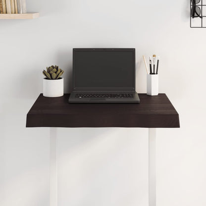 Solid Wood Live Edge Table Top, Dark Brown, 60x40x(2-6) cm