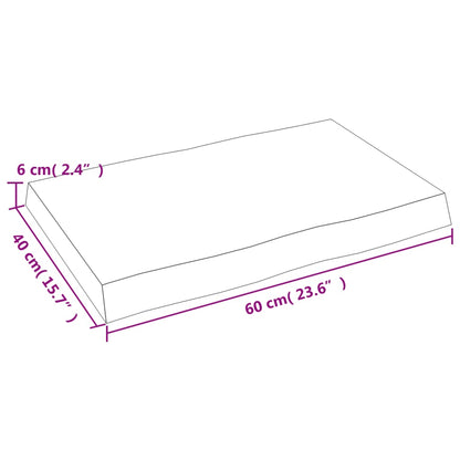 Solid Wood Live Edge Table Top, Dark Brown, 60x40x(2-6) cm