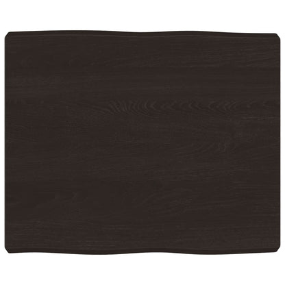 Live Edge Solid Wood Table Top, Dark Brown, 60x50 cm, Adjustable Thickness