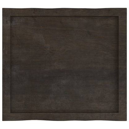 Live Edge Solid Wood Table Top, Dark Brown, 60x50 cm, Adjustable Thickness