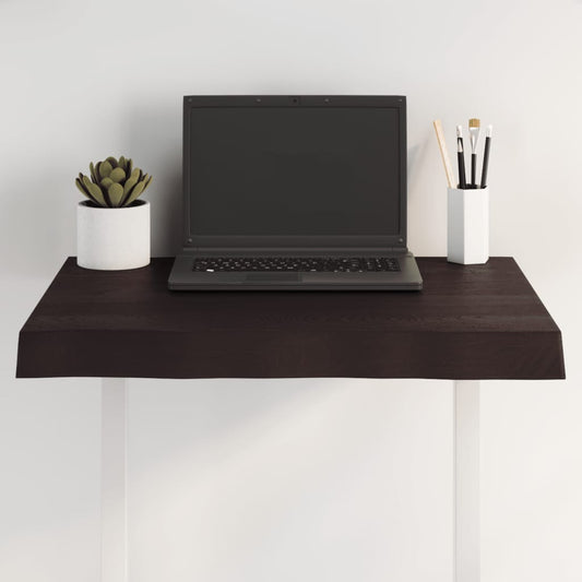 Live Edge Solid Wood Table Top, Dark Brown, 60x50 cm, Adjustable Thickness