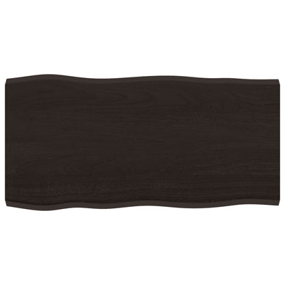 Live Edge Oak Table Top, Dark Brown, 80x40x2 cm, Treated Wood