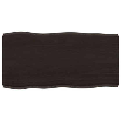 Live Edge Dark Brown Solid Wood Tabletop 80x40cm Adjustable Height