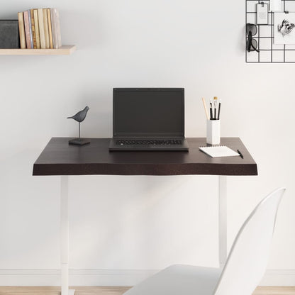 Live Edge Dark Brown Solid Wood Tabletop 80x40cm Adjustable Height
