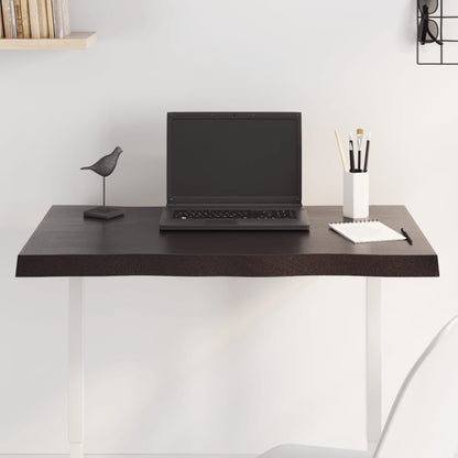 Live Edge Dark Brown Solid Wood Tabletop 80x40cm Adjustable Height