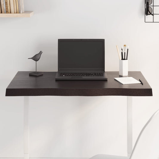 Live Edge Dark Brown Solid Wood Tabletop 80x40cm Adjustable Height