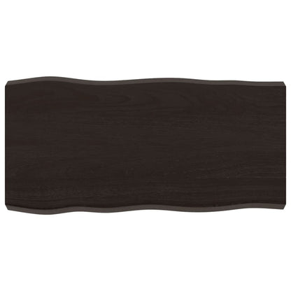 Live Edge Solid Wood Table Top, Dark Brown, 80x40cm, 2-6cm Thick