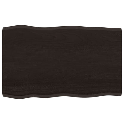 Live Edge Oak Table Top - Dark Brown, 80x50x2 cm, Solid Wood