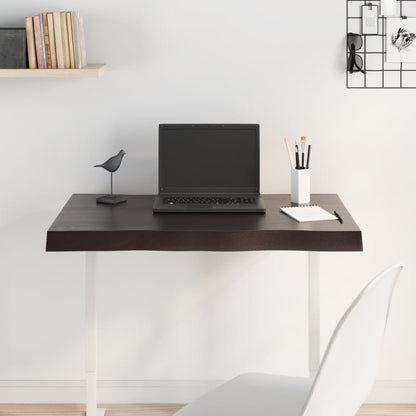 Live Edge Oak Table Top - Dark Brown, 80x50x2 cm, Solid Wood