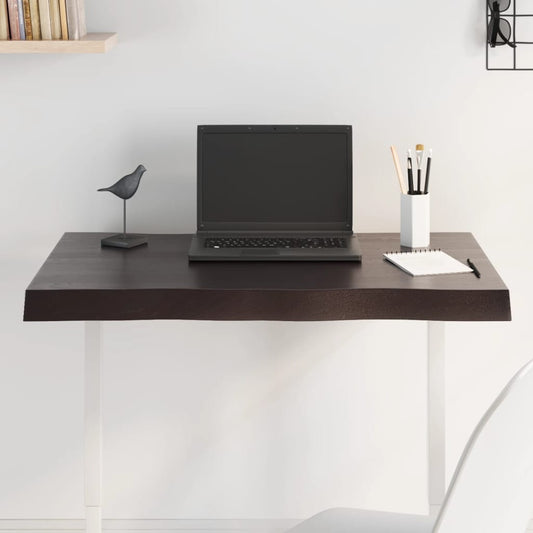 Live Edge Oak Table Top - Dark Brown, 80x50x2 cm, Solid Wood