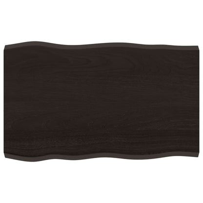 Live Edge Solid Wood Table Top, Dark Brown 80x50 cm, Treated