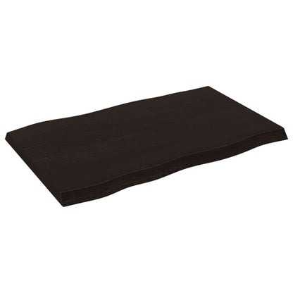 Live Edge Solid Wood Table Top, Dark Brown 80x50 cm, Treated