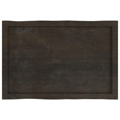 Live Edge Solid Wood Table Top, Dark Brown 80x50 cm, Treated