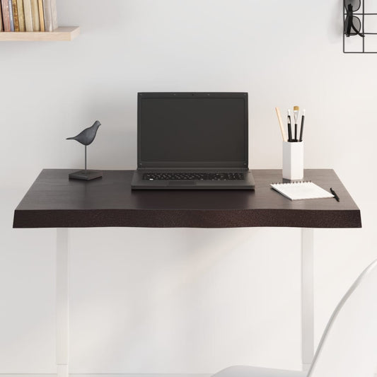 Live Edge Solid Wood Table Top, Dark Brown 80x50 cm, Treated