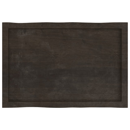 Live Edge Dark Brown Solid Wood Table Top 80x50 cm