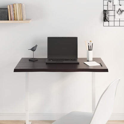 Solid Oak Live Edge Table Top, Dark Brown, 80x60 cm