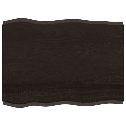 Solid Wood Live Edge Table Top, Dark Brown, 80x60 cm, Adjustable Thickness