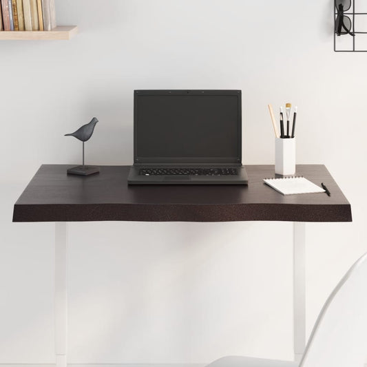 Solid Wood Live Edge Table Top, Dark Brown, 80x60 cm, Adjustable Thickness