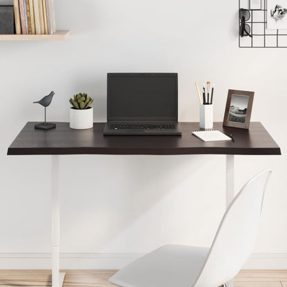 Live Edge Oak Table Top 100x40x2 cm - Dark Brown Solid Wood