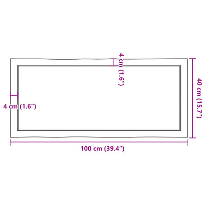 Live Edge Solid Wood Table Top, Dark Brown, 100x40x(2-6) cm