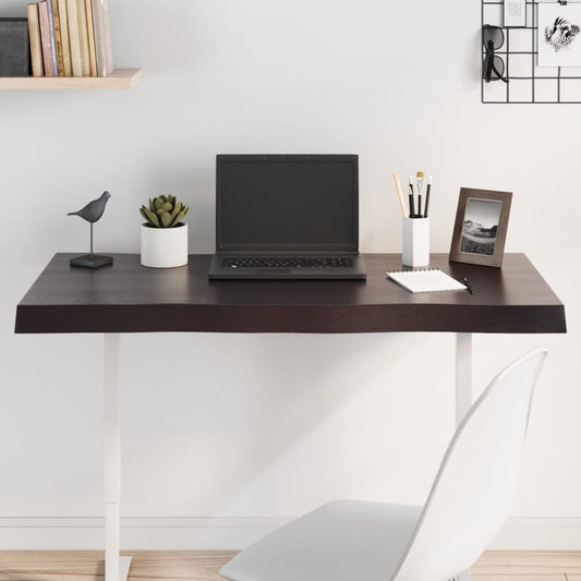 Live Edge Solid Wood Table Top, Dark Brown, 100x40x(2-6) cm