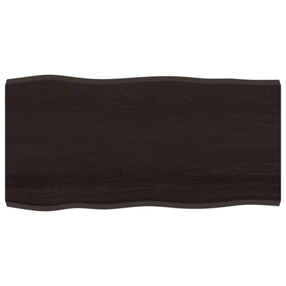 Live Edge Dark Brown Solid Wood Table Top 100x50 cm