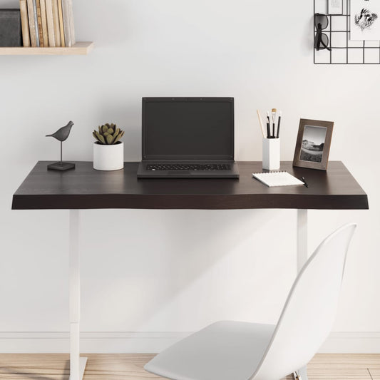 Live Edge Dark Brown Solid Wood Table Top 100x50 cm