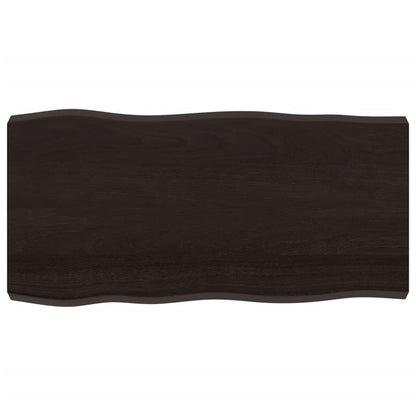 Live Edge Dark Brown Solid Wood Table Top 100x50 cm