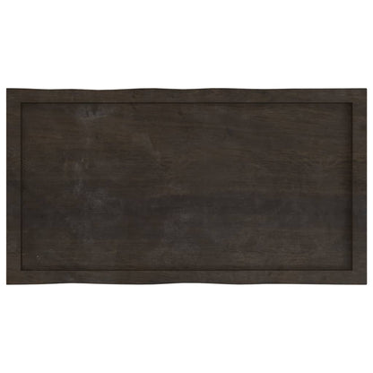 Live Edge Dark Brown Solid Wood Table Top 100x50 cm