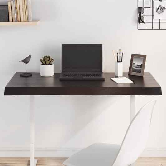 Live Edge Dark Brown Solid Wood Table Top 100x50 cm