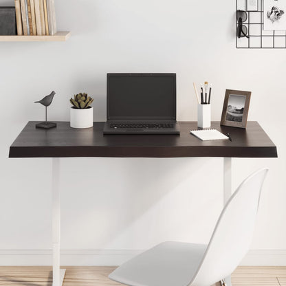 Live Edge Solid Wood Table Top, Dark Brown, 100x60x(2-4) cm