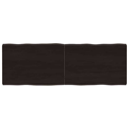 Live Edge Table Top, Dark Brown Solid Wood, 120x40 cm, Treated