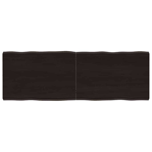 Live Edge Table Top, Dark Brown Solid Wood, 120x40 cm, Treated