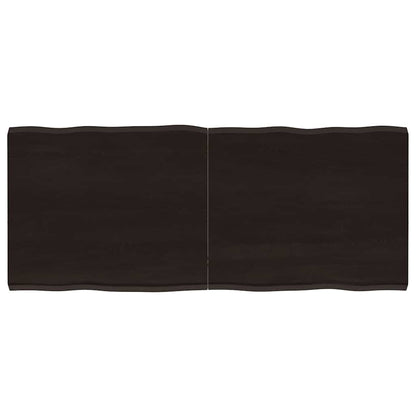 Solid Live Edge Table Top, Dark Brown, 120x50x2-4cm, Treated Wood